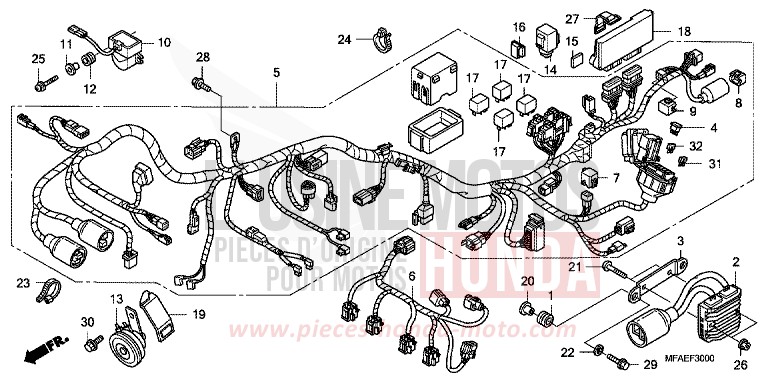 WIRE HARNESS for CBF1000 ABS QUASAR SILVER METALLIC (NHA48) from 2010